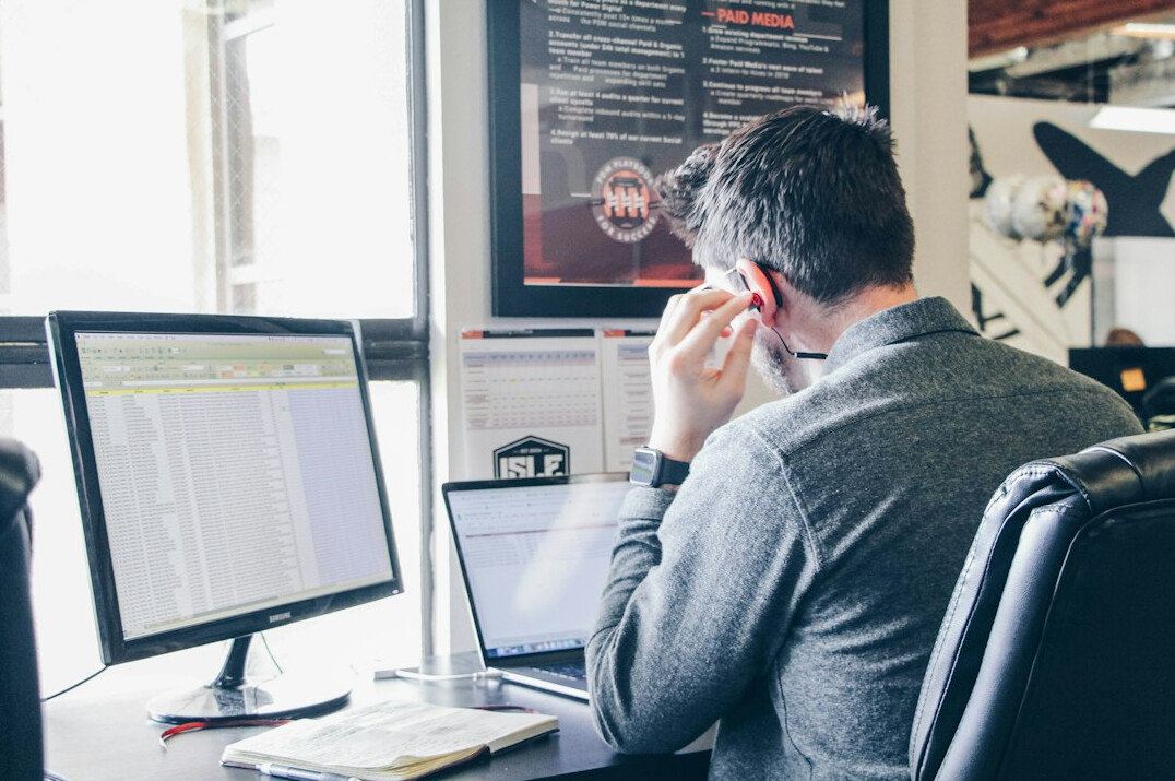 software developer at desk