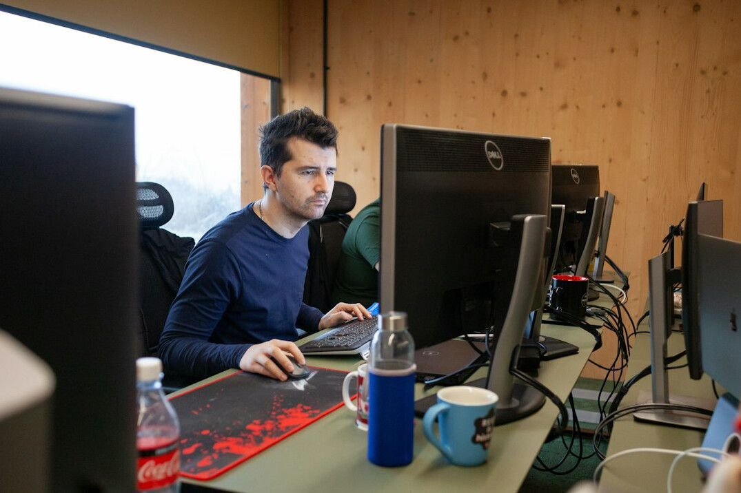 software developer at desk