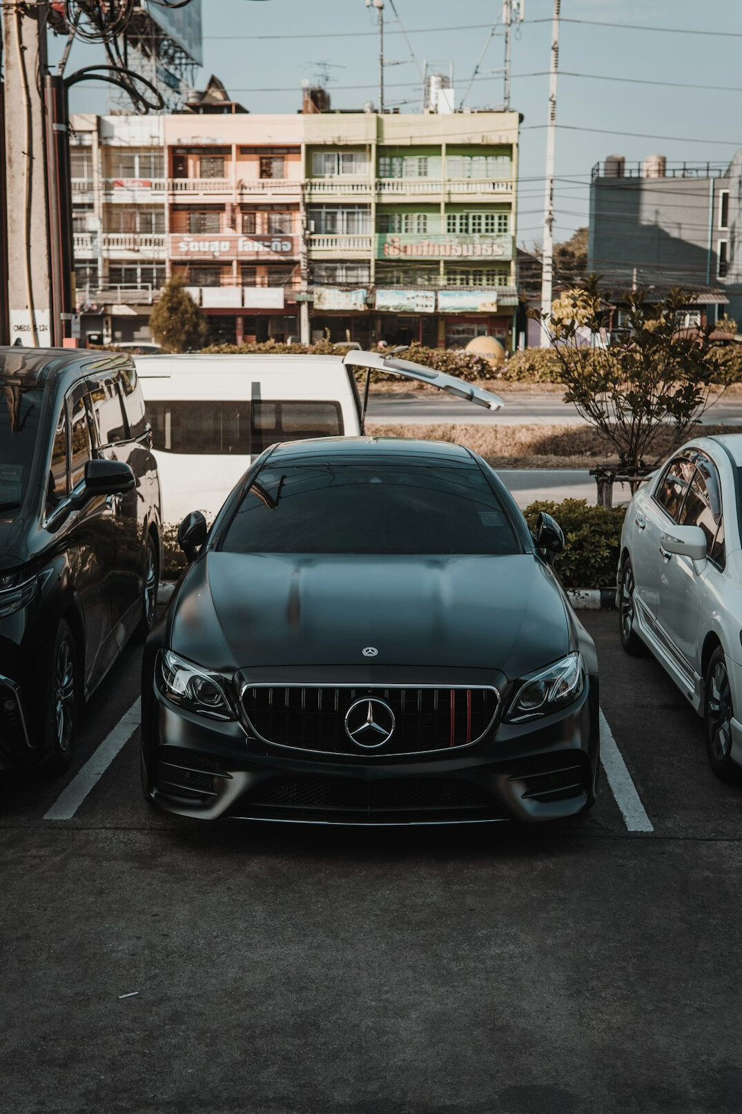 Luxury sedan rental car studio shot